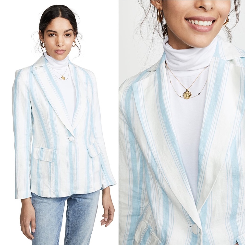 NWT FRAME CLASSIC MULTI STRIPE BLAZER IN OFF WHITE - Picture 3 of 14